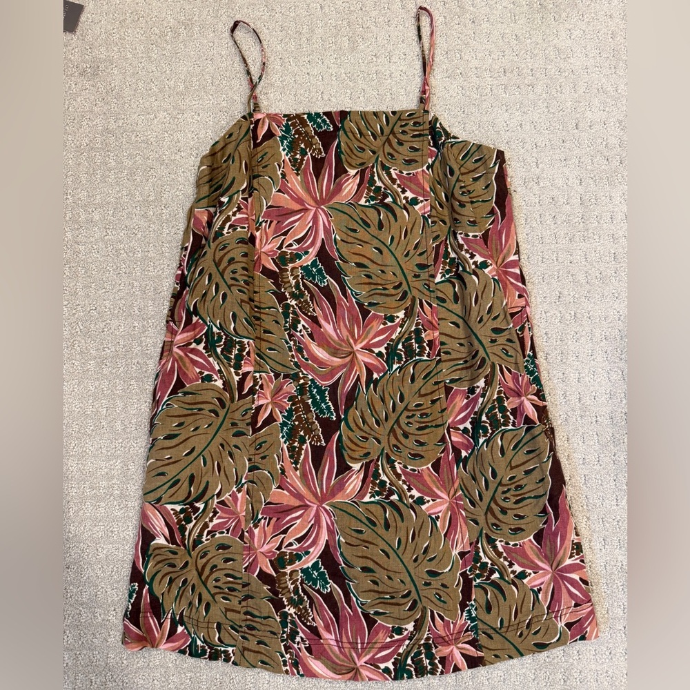 NWT! Madewell Goldie Linen Tropical Slip Dress - Picture 3 of 8